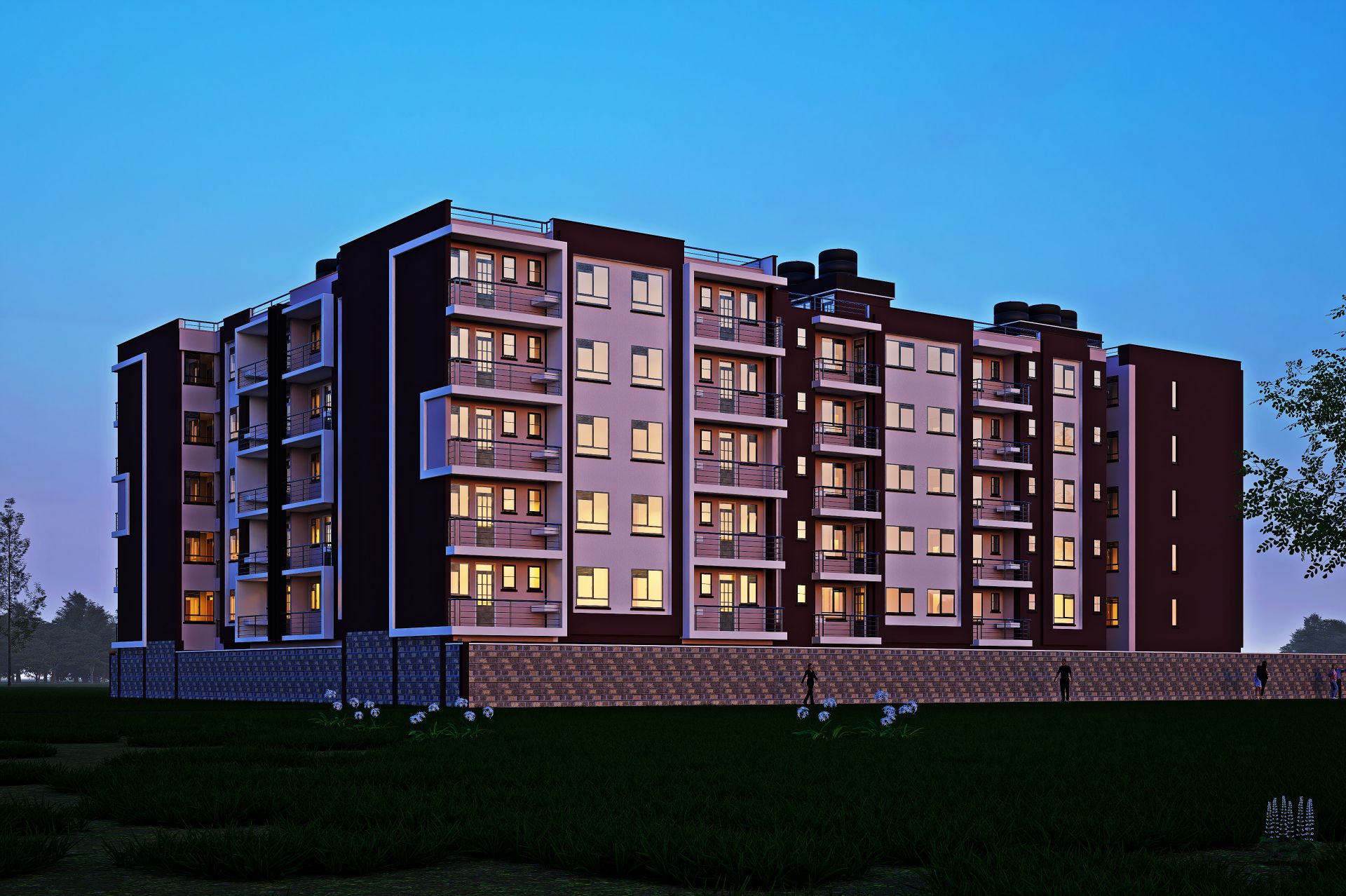 Gataka Road Executive Suites architectural visualization - Additional view of modern residential complex.